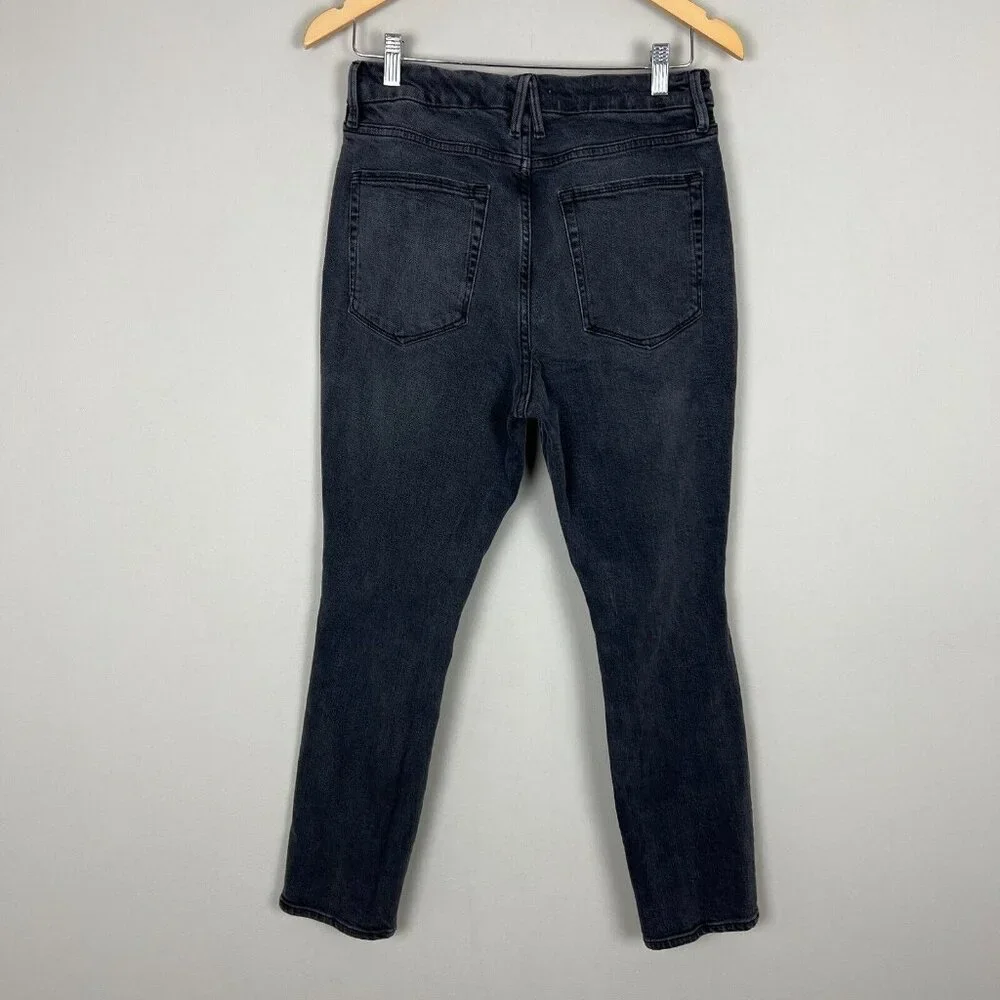 GOOD‎ AMERICAN Jeans Womens 12 /31 Black Gray Good Classic Distressed Skinny